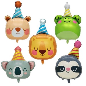 Decorazioni per Feste di Compleanno Palloncini in Alluminio a Forma di Animali Cartoni Animati Ornamenti Carini per Bambini di Un Anno Allestimento Parete di Sfondo - Product Image 1