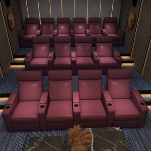 Set Sofa bioskop kulit butiran, kursi malas elektrik dengan nampan untuk teater film ruang tamu - Product Image 6