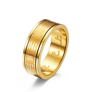 Anillo de Acero Inoxidable con Diseño Geométrico Bagua, Joyería Masculina, Regalo con Banda Interior Giratoria, Estilo Taiyi Du'e Supremo - Product Image 5