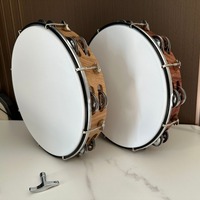 Wooden Color Tambourine Percussion Instrument Tambourine Adjustable 10 Inch Adults Children Hand Drum