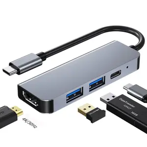 4 Ports Type C USB Hub 3.0 To 4K HDTV Multiport Adapter Tablet USB C Docking Station