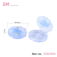 Palette de fards à paupières vide en forme de coquille, transparente bleue, 4 compartiments, étui de maquillage en plastique ES2165A