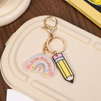 Porte-clés décoratif en acrylique avec impression UV, motif dessin animé, pour sac à crayons et cahier, léger et sûr, idéal pour les étudiants et l'usage quotidien à l'école