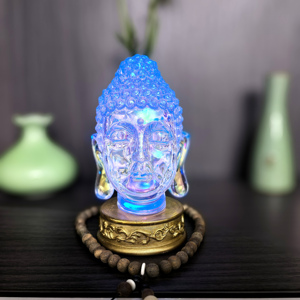 5.5 Inch Tráng Men Nhựa Trong Suốt Phật Tượng <span class=keywords><strong>LED</strong></span> 3D Điêu Khắc Phật Giáo Khuôn Đồ Trang Trí Cho Trang Trí Nội Thất Tôn Giáo Thủ Công - Product Image 4