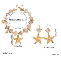 Ensemble collier et bracelet pour femme, plaqué or, style bohème décontracté, avec éléments irréguliers coquillage et étoile de mer, thème vacances océaniques européennes et américaines