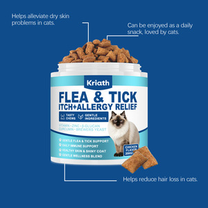 Masticables para aliviar <span class=keywords><strong>pulgas</strong></span> y garrapatas en gatos, soporte para alergias en la piel con picazón, fórmula suave con zinc y curcumina para gatos - Product Image 6