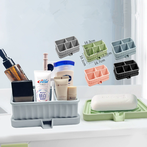 Boîte de rangement en silicone pour salle de bain, porte-savon avec drainage, organisateur de comptoir pour cuisine - Product Image 1