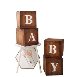 Scatola di Palloncini Gillian Wood Grain BABY a Forma di Cubo con Lettere e Grafica Elefante, Decorazioni per Feste di Natale, San Valentino, <span class=keywords><strong>Laurea</strong></span> - Product Image 5