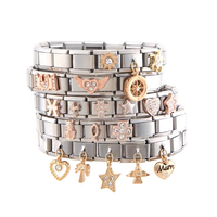 Breloques en acier inoxydable et cristal, pour la fabrication de bracelets à maillons élastiques, 20 pièces