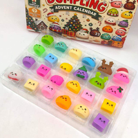 Calendrier de l'Avent Squishy de Noël, Jouet Anti-Stress Fidget, Boîte Surprise de Fêtes pour Cadeau