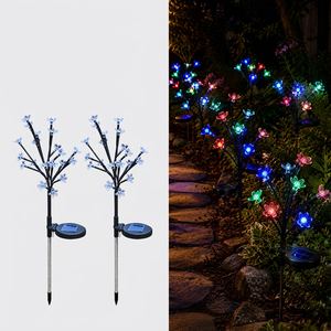 Lampe solaire Huichu en forme de fleur de cerisier, lumière de jardin extérieure, lampe décorative pour pelouse, éclairage nocturne automatique, sans câblage, modèle HC-25 - Product Image 1