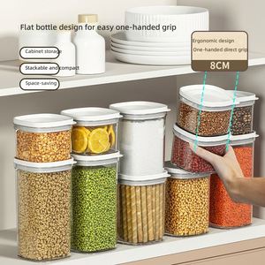 Boîtes de conservation en plastique scellées pour la cuisine, résistantes à l'humidité, adaptées aux aliments, pour céréales, légumineuses, organisateur de garde-manger - Product Image 4