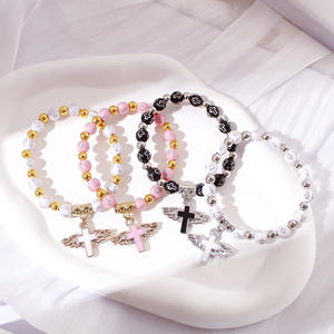 Bán Buôn Chữ Thập Gương Bronzed Acrylic Chữ Thập Bead Vòng Đeo Tay <span class=keywords><strong>etsy</strong></span> Drop Dầu Thiên Thần Đính Cườm Mân Côi Tay Trang Trí - Product Image 3