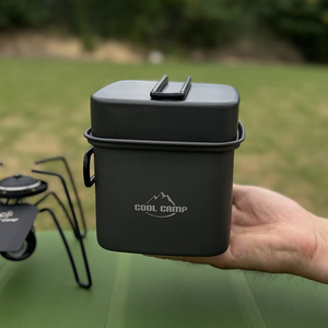 Pot carré de camping en plein air 2,0-3,0 L en alliage d'aluminium anodisé, ensemble de cuisine portable pour la randonnée, la pêche et le cyclisme - Product Image 2