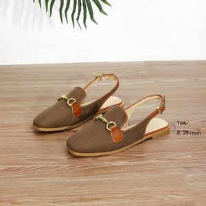 Sandales Baotou à boucle métallique tendance pour <span class=keywords><strong>femme</strong></span>, nouvelle collection automne 2025, antidérapantes, élégantes, à bout pointu et talon plat - Product Image 6