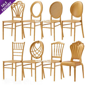 Chaises de trône pour banquet, événement, mariage, en résine plastique dorée, très vendues - Product Image 2