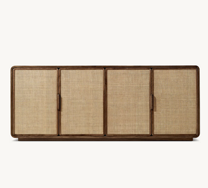 Sassanid OEM Nueva introducción Diseño distinguido Comedor de lujo americano <span class=keywords><strong>Santiago</strong></span> Caña tejida a mano Aparador de 4 puertas - Product Image 2