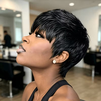 Coupe courte droite style pixie avec frange en cheveux humains