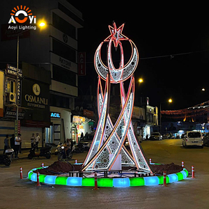 Luz Decorativa LED para Exteriores con Forma <span class=keywords><strong>de</strong></span> Luna y Estrella, Iluminación Personalizada para Festivales Islámicos, Decoración para Plazas y Calles - Product Image 1