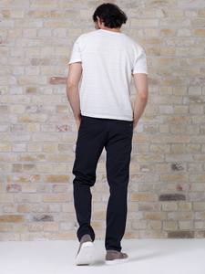 Men Dark Blue Straight Chino Pants Casual Lifestyle Trousers <b>Elastic</b> <b>Waist</b> Comfortable Fit for Cold Season - Product Image 2