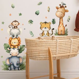 Autocollants muraux écologiques en PVC, petits animaux de dessin animé, feuilles de plantes vertes, décoration de la maison, autocollants adhésifs, vente en gros - Product Image 3