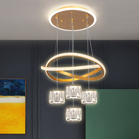 Lustre en cristal de luxe d'usine 85-265V 80W à trois couleurs, dimmable, avec télécommande, luminaire suspendu pour salle à manger 2026