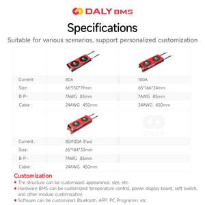 Daly รถยนต์ไฟฟ้า3.2V แบตเตอรี่ลิเธียม LFP Lipo ระบบพลังงานแสงอาทิตย์แพค8S 24V 100A 80A สื่อสาร Lifepo4อัจฉริยะ BMS - Product Image 2