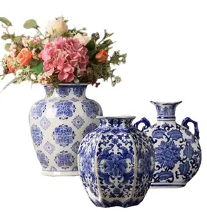 手柄包括景德镇中国陶瓷蓝白花瓶复制花瓶