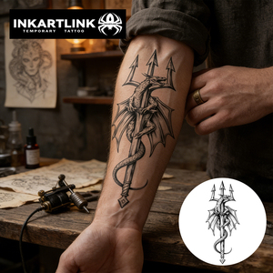 INKARTLINK personnalisé <span class=keywords><strong>Dragon</strong></span> Trident Body Art étanche longue durée 1-2 semaines Semi Permanent <span class=keywords><strong>tatouage</strong></span> autocollant Jagua encre - Product Image 2