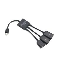 Câble séparateur micro USB 2 en 1, blindage tressé, conducteur en cuivre pur, gaine en PVC - Hub de charge pour smartphones, ordinateurs, tablettes