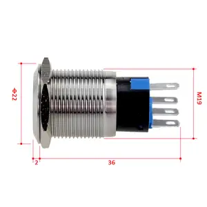 Led Push Button Switch 19mm Custom Symbol 12V 24V Led Light Ip67 Stainless Steel Metal Push Button Switch