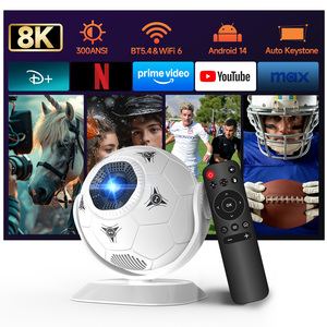 Mini-projecteur LCD 8K 300 Ansi LED WiFi6 BT5.4 HY300F Android 14 Portable, design football créatif, pour films et usage domestique - Product Image 1