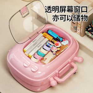 Tv Storage Box Desktop Stationery Box Transparent Large Capacity Cute Childrens Hair Accessory Display Box - Product Image 3