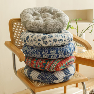 Cotton Linen Round Seat Cushion Extra Soft Breathable For Living Room Bedroom Study Outdoor Balcony - Product Image 2