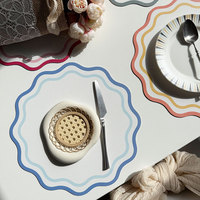 Set de table en cuir de luxe à imprimé floral, style coréen créatif, color-block, résistant à la chaleur, 34 cm, forme irrégulière, imperméable