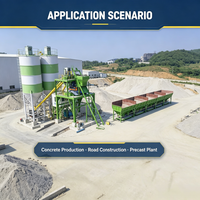 Station de malaxage de béton entièrement automatique HZS50 avec trémies de stockage personnalisables, deux types de silos à ciment pour projets de construction de moyenne envergure