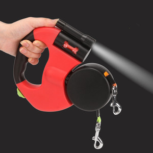 Wholesale Classic Portable Dog Leash With Comfortable Non-slip Handle Retractable Dog Leash With LED Flashlight Double Dog Leash