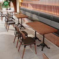 Moderne Nouvelle Arrivée Café Commercial Bois Cuir Restaurant Banc Canapé Meubles Stand Siège Table Chaise pour Café Salle À Manger