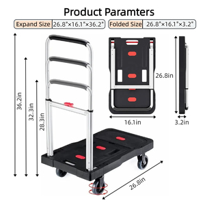 Chariot à main pliable complet, chariot à bagages robuste de 330 lb, chariot à plate-forme utilitaire <span class=keywords><strong>portable</strong></span> avec poignée réglable - Product Image 3