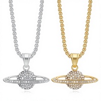 Colliers pendentifs Hip Hop Celestial the Earth en acier inoxydable étanche, sertis de zircons CZ, bijoux de mode pour hommes, vente en gros