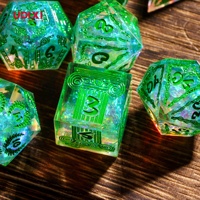 Pour Udixi Logo personnalisable RPG Donjons et Dragons Jeu de dés en résine Vert avec motif de côtés tranchants