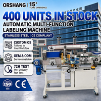 Machine d'étiquetage double face multifonction entièrement automatique Orshang Electric Motor PLC pour bouteilles carrées plates, détergent, savon