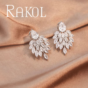 Pendientes de Circonita con Forma de Marquesa, de Lujo, para Boda, RAKOL EP4084 - Product Image 2