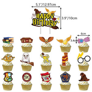Cartoon <strong>Harry</strong> Birthday Decorations of Magical Wizard Birthday <strong>Party</strong> <strong>Supplies</strong> Include Happy Birthday Banner Cake Topper Balloons - Product Image 3