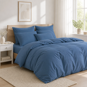 Poland Local Stock 3 Piece Cotton <b>Bedding</b> Set <b>Queen</b> <b>Size</b> Slate Blue Comforter EU Dropshipping - Product Image 6