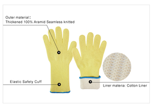 Aramid Elyaflı Isıya Dayanıklı Eldivenler 350 Santigrat Isıya Dayanıklı Uzun Kollu Çift Katmanlı Kesilmeye Karşı Dayanıklı Yangına Dayanıklı Eldivenler - Product Image 2