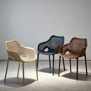 <span class=keywords><strong>Chaise</strong></span> de loisirs moderne en plastique avec dossier et <span class=keywords><strong>accoudoir</strong></span> à grille creuse Légère et confortable pour les espaces intérieurs et extérieurs - Product Image 2