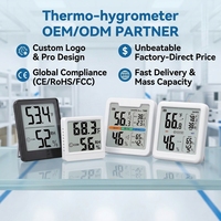Thermomètre numérique d'ambiance, hygromètre et horloge