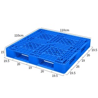Palette en plastique industrielle antidérapante à double face, grille bleue haute résistance, 1100x1100mm, pour chariot élévateur, stockage et transport