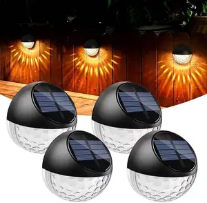 Bán sỉ điện bài đèn decking-Đèn Năng Lượng Mặt Trời Gắn Hàng Rào Ngoài Trời, Đèn Trang Trí Sân Vườn Hình Bán Nguyệt IP65 Chống Thấm Nước